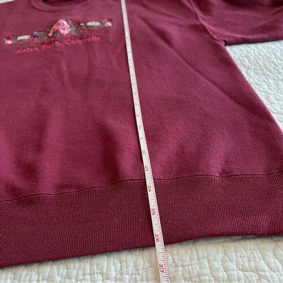 ✨Jerzees Maroon Estes Park Colorado Floral Embroidered Crewneck Sweatshirt Large - Picture 10 of 10